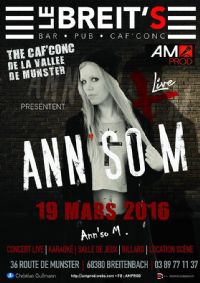 Ann'so M en concert au Breit's. Le samedi 19 mars 2016 à breitenbach. Haut-Rhin.  21H00